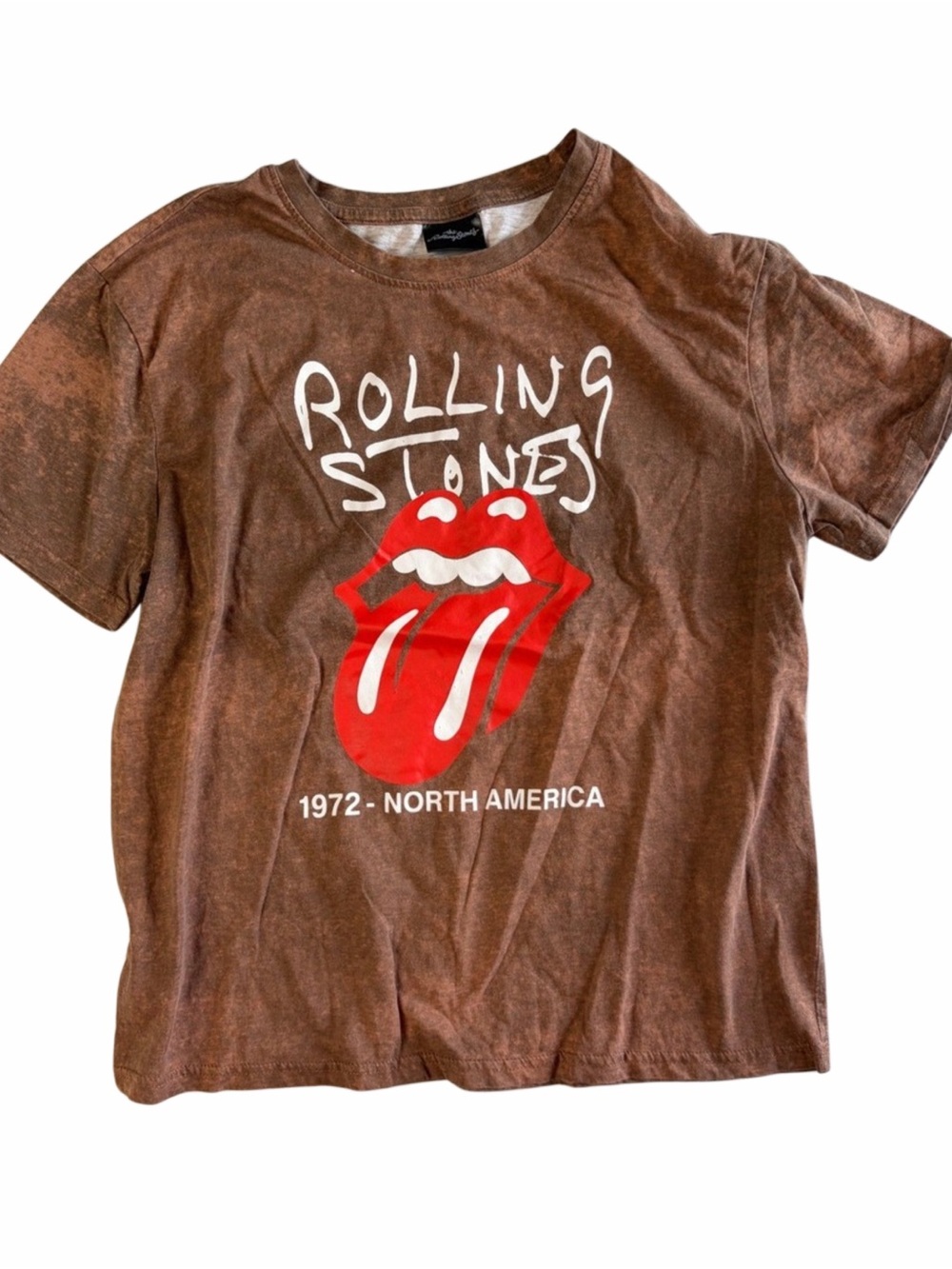 NWT Rolling Stones XL Brown Acid-Wash 1972 North American Tour T-Shirt